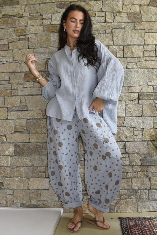 Hush Pillow Cotton Spot On Classic Barrel Pant Cloud Grey
